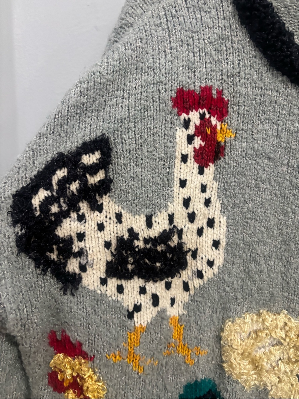 Vintage Design Options Philip Jane Gordon Cardigan Farmcore Rooster Chicken L - Picture 9 of 10